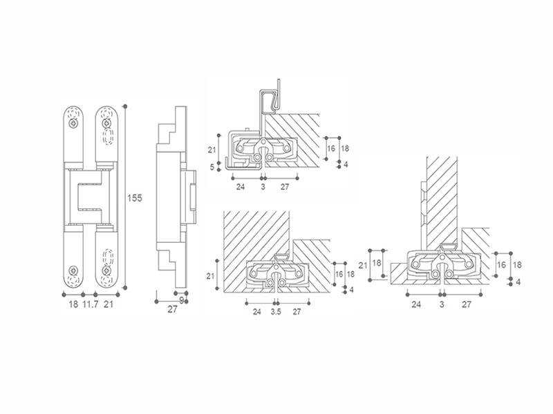 3D Concealed Mortise Hinge