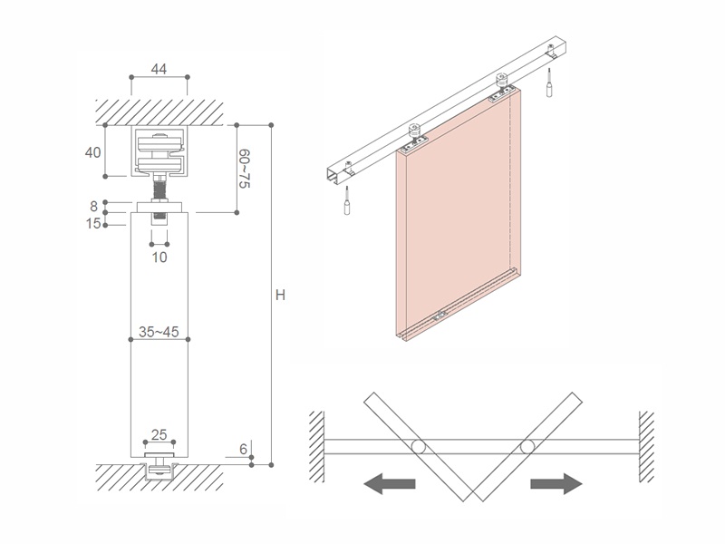 50kg木质折叠移门五金配件