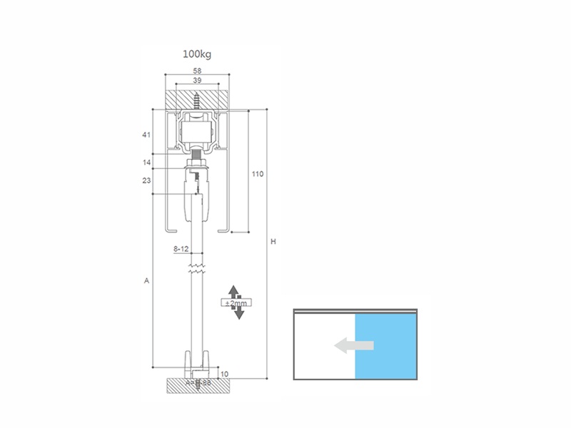 100kg Sliding Door Fitting For Glass