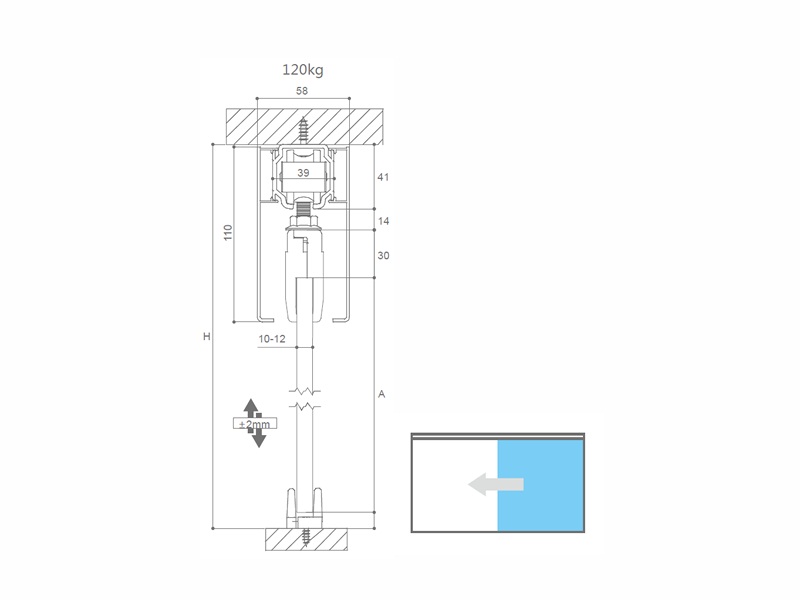 120kg Sliding Door Fitting For Glass